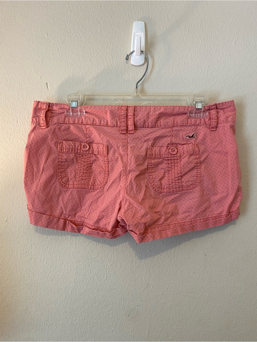 Juniors Y2K Vintage Hollister Low Rise Short Shorts Pink mini polka dots sz7